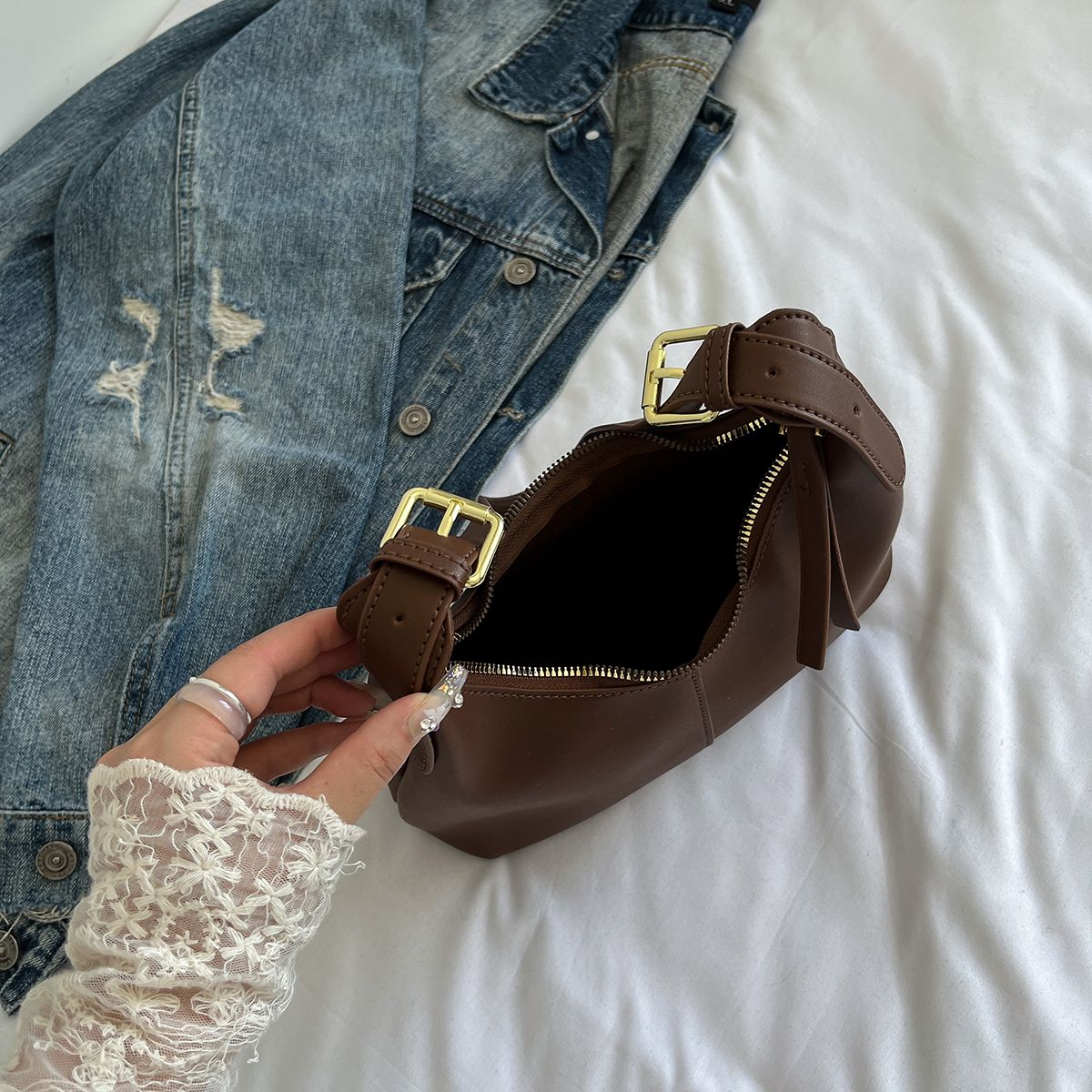 LEFTSIDE Small PU Leather Crossbody Bags for Women 2025 New Trend Retro Underarm Shoulder Bag Ladies Retro Handbags and Purses