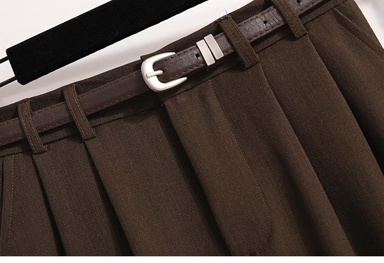 2025 Plus Size Skirts for Women Autumn Elegant Solid Women's Wrap Umbrella Skirts Korean High Waisted Suit Pleated Skirt