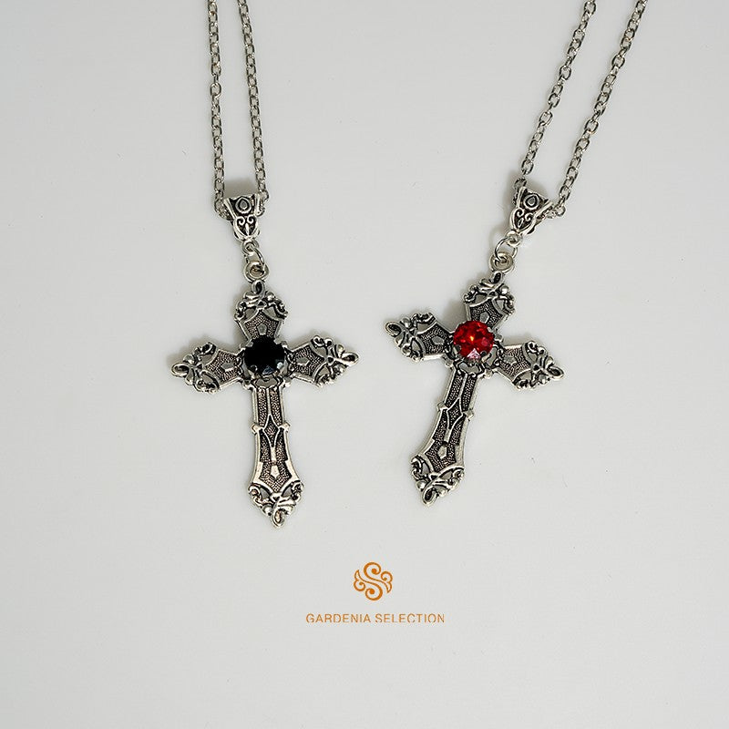 Colar com Pingente de Cruz de Cristal Estilo Punk Gótico Colar de Clavícula Joias Estéticas Presentes para Festa Masculino Feminino