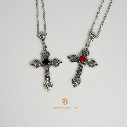 Colar com Pingente de Cruz de Cristal Estilo Punk Gótico Colar de Clavícula Joias Estéticas Presentes para Festa Masculino Feminino