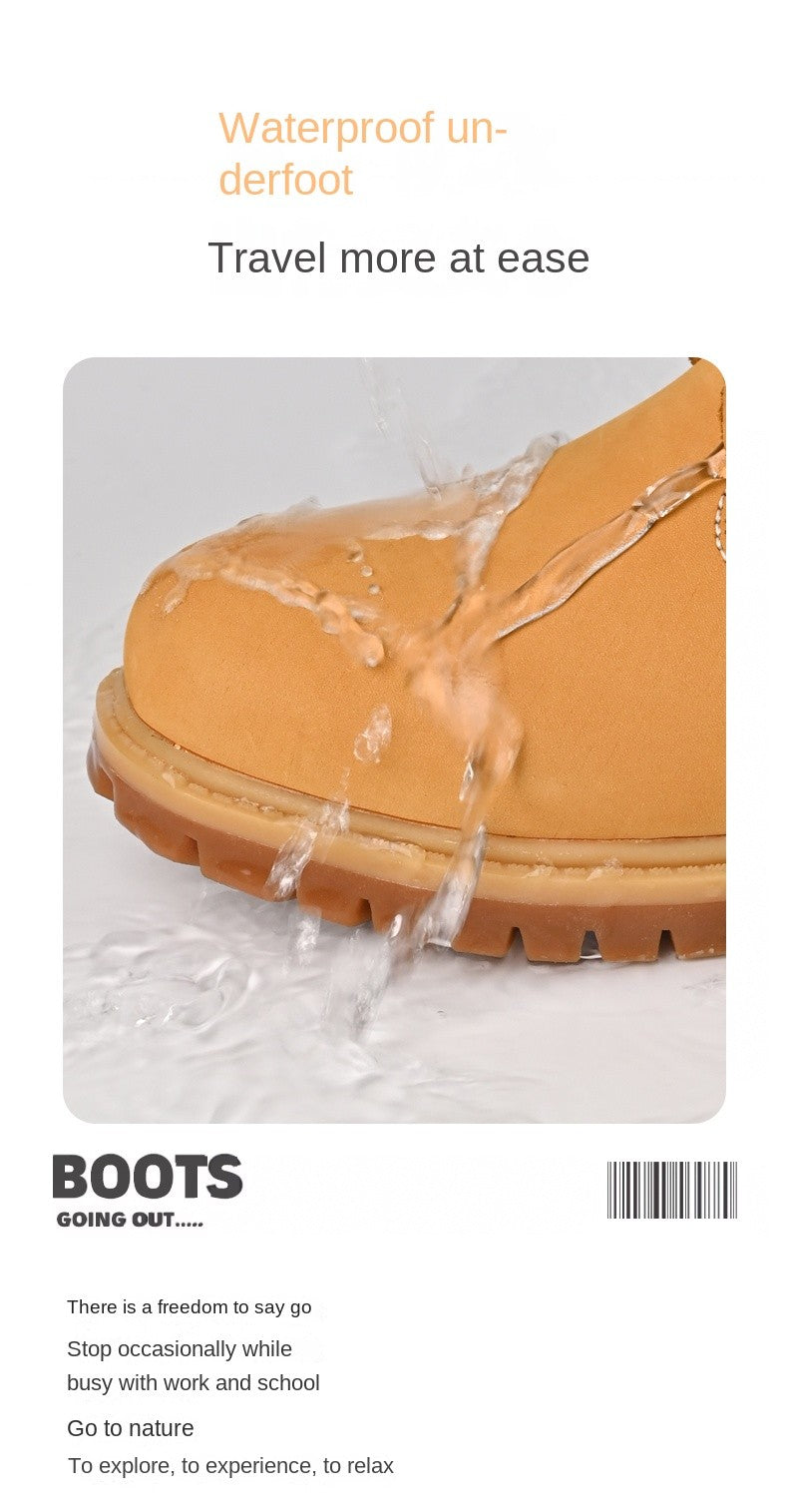 Boots Men High Top Boots High Quality Women Leather Shoes Fashion Outdoor Sneakers Men Lace Up Non-Slip Ankle Boots for Couple