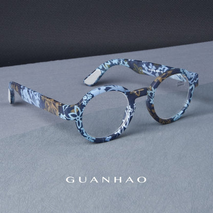 Guanhao Brand Men Reading Glasses Vintage Round Frame Clear Elderly Glasses Thick Frame Large Frame Women's Presbyopia Glasses