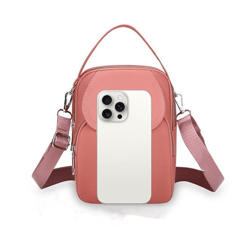 Lightweight Nylon Women's Crossbody Bag, Casual Mini Handbag with Multiple Zip Pouch, Chic Design Shoulder Bag for Everyday Use