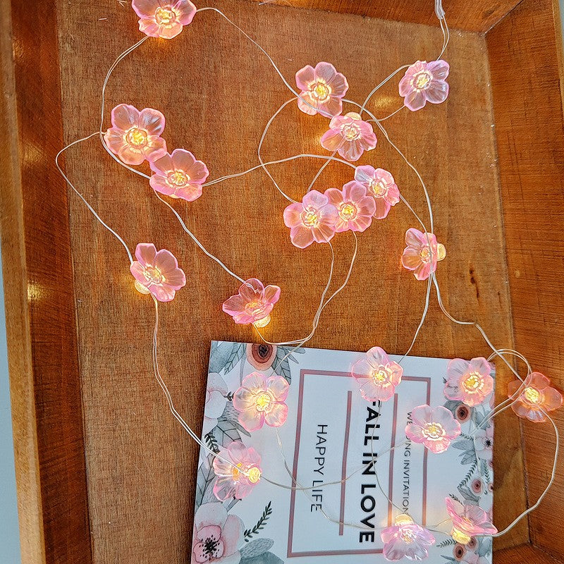 Cherry Blossom String Light Garland Artificial Flower Vines Fairy Lights for Christmas Wedding Party Bedroom Decoration