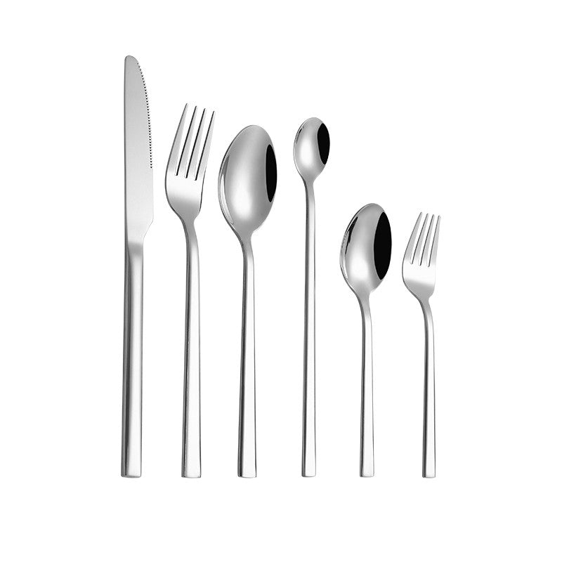 Conjunto de Talheres Ocidentais Pretos para Jantar 6 Peças Conjunto de Talheres de Aço Inoxidável Faca Garfo Colher de Chá de Gelo Conjunto Clássico de Talheres para Festa