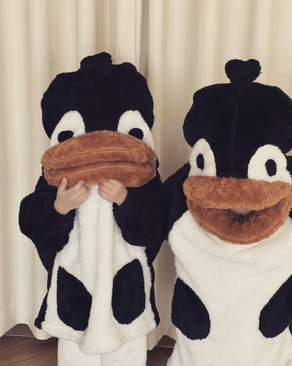 2025 Winter Infants Toddlers Pajamas Set Penguin Style Children's Warm Thicken Flannel Sleepwear Soft Loose 2 Pcs Suit Plush Pjs