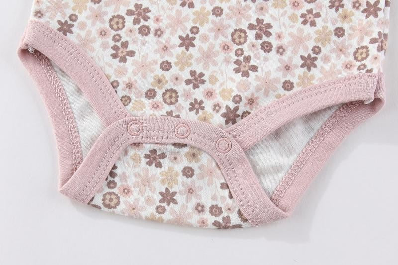 Unisex Bodysuits 4/5PCS Cotton Newborn Baby Girl Clothes Set Short Sleeve Print Baby Boy Clothes Summer Solid Color Bebes