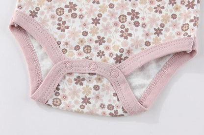 Unisex Bodysuits 4/5PCS Cotton Newborn Baby Girl Clothes Set Short Sleeve Print Baby Boy Clothes Summer Solid Color Bebes