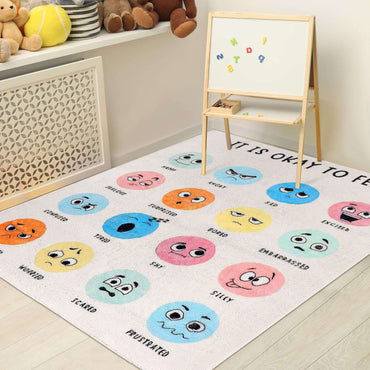 VIKAMA Calming Down Corner Items Classroom Rug Feelings Chart Emotion Reading Corner Soft Mental Health Area Rug School Decor