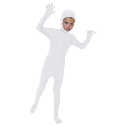 Kids Invisibility Jumpsuits Role Play Tights Full Body Suit Solid One-Piece Jumpsuit Halloween Costume Funny Romper Performance