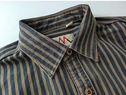 2025 Spring and Autumn New American Retro Woven Striped Cargo Shirt Men's Simple 100% Cotton Washed Double Pockets Thin Jacket