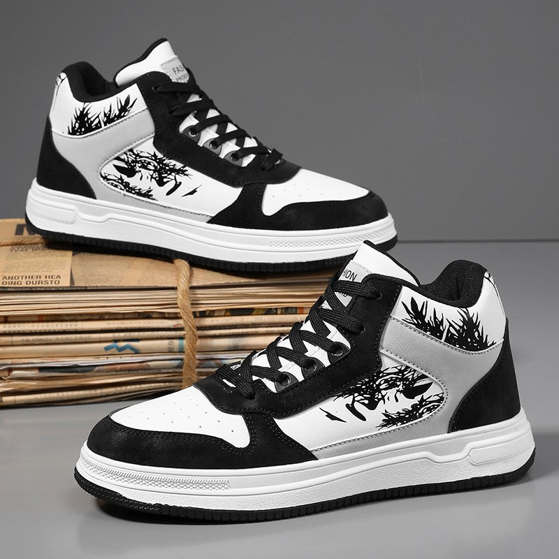 Men Board Shoes 2025 Spring Retro Thick Sole Wear Resistant Anti Slip Flat Sneaker Outdoor Casual Man Walking Footwear