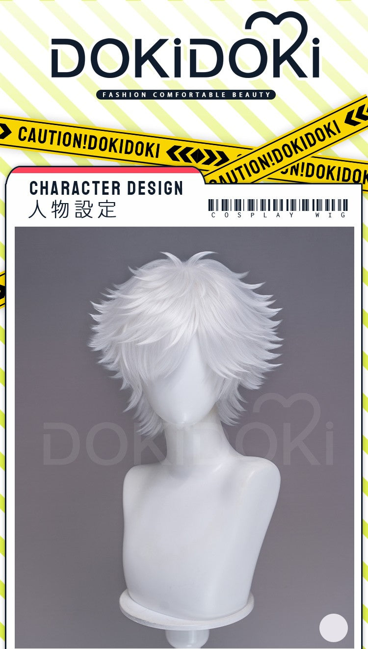 ?Ready For Ship?Qifrey Cosplay Wig Anime Witch Hat Atelier DokiDoki Men White Hair Qifrey Cosplay HalloweenHair Free Wig Cap