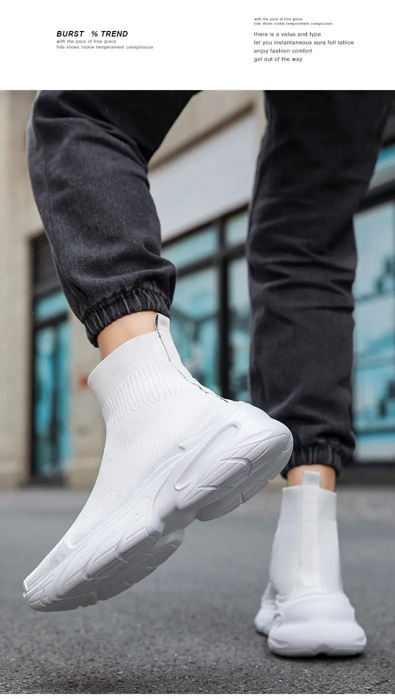 Sneakers for Men Fashion High Top Sock Shoes Autumn New Breathable Casual Shoes