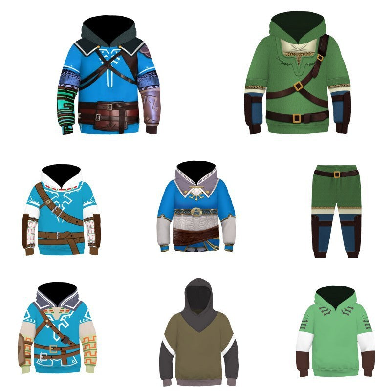 Kids Anime Cosplay Costume Game Character Link Hoody Zelda Cosplay Sweatshirt Tears of Kingdom 3D Print Hoodies