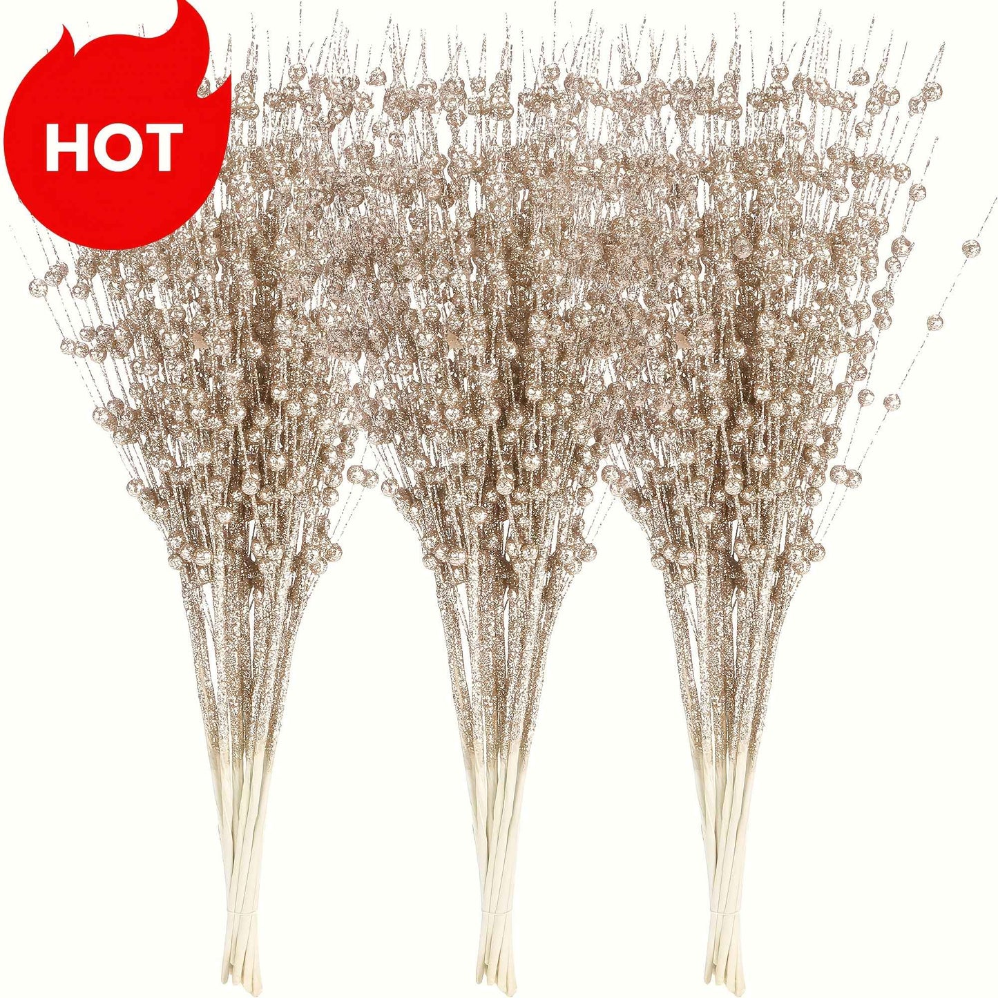 6pcs Christmas Decoration Pistachio Wedding Gift Gold Powder Berries Christmas Tree Handmade DIY Sequin Gold Powder Ball Bunch