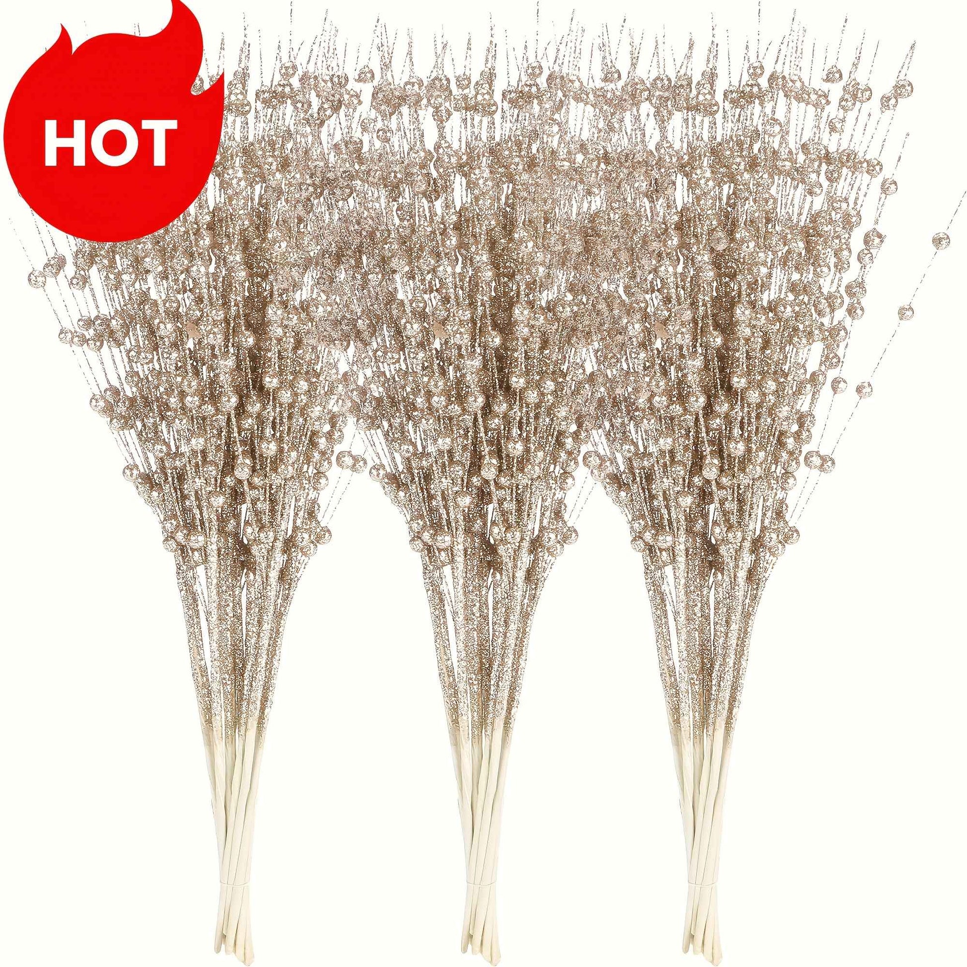 6pcs Christmas Decoration Pistachio Wedding Gift Gold Powder Berries Christmas Tree Handmade DIY Sequin Gold Powder Ball Bunch