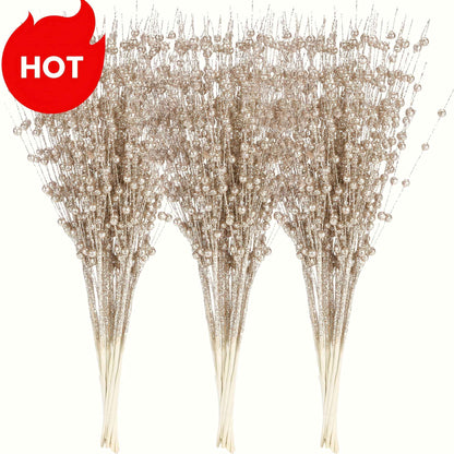 6pcs Christmas Decoration Pistachio Wedding Gift Gold Powder Berries Christmas Tree Handmade DIY Sequin Gold Powder Ball Bunch