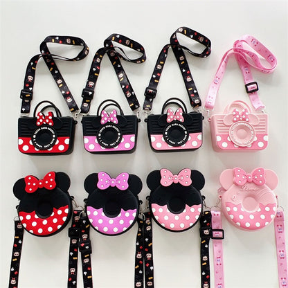 Disney Shoulder Bag Mickey Mouse Cartoon Anime Minnie Mickey Silicone Pocket Pack Crossbody Coin Bag Children's Backpack Gifts