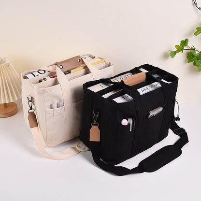 Multi Pocket Women's Canvas Handbag Large Capacity Casual Tote Bag Shopper Shoulder Bag For Female Mummy Bag