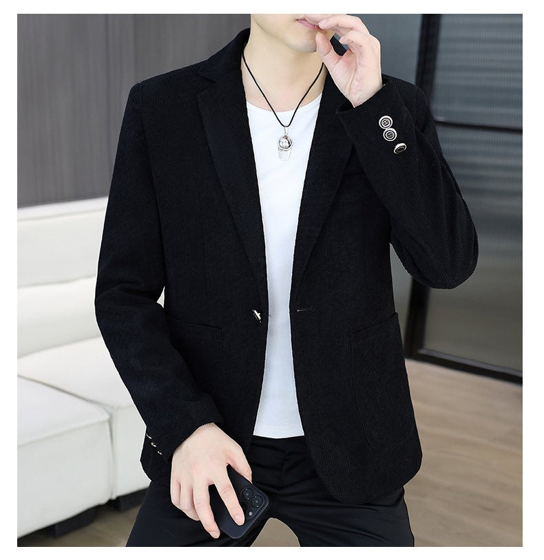 Blazer's New Men's Fashion Outdoor Travel Camping Youth Wedding Hosting Campus Slimming Casual Solid Color Korean Version Blazer
