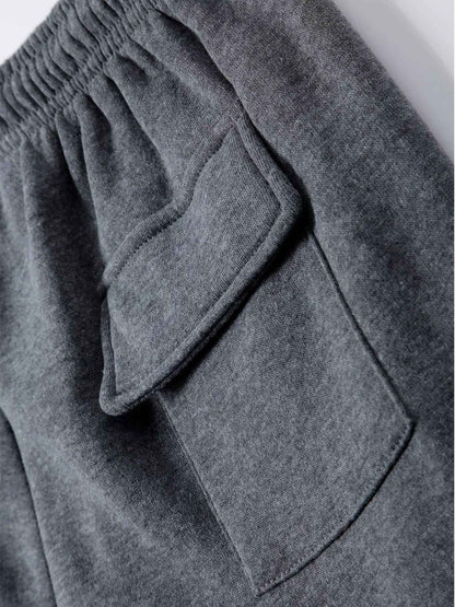 Calças de Moletom Masculinas Reta Casual Outono Inverno Calças Masculinas de Corrida Jogger Esportivas para Academia Calças Lisas com Vários Bolsos