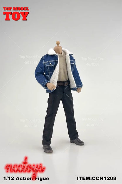 CCN1205 CCN1208 1/12 Fashion Lamb Down Denim Jacket Casual Pants Clothes Accessory for 6" Male Soldier Action Figure Body