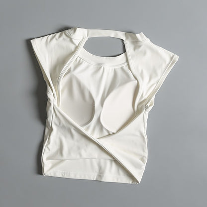 Yoga Suit Sports Top Women with Chest Pad Sexy Short-sleeved T-shirt Running Beauty Back Pilates Training Fitness Clothes Summer
