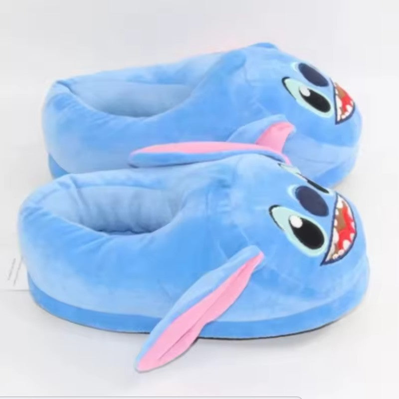 Chinelo de Algodão Disney Stitch Anime Desenho Animado Quente de Inverno Para Dentro de Casa Brinquedos Pelúcia Pantufas Feminino Menina Presentes de Natal