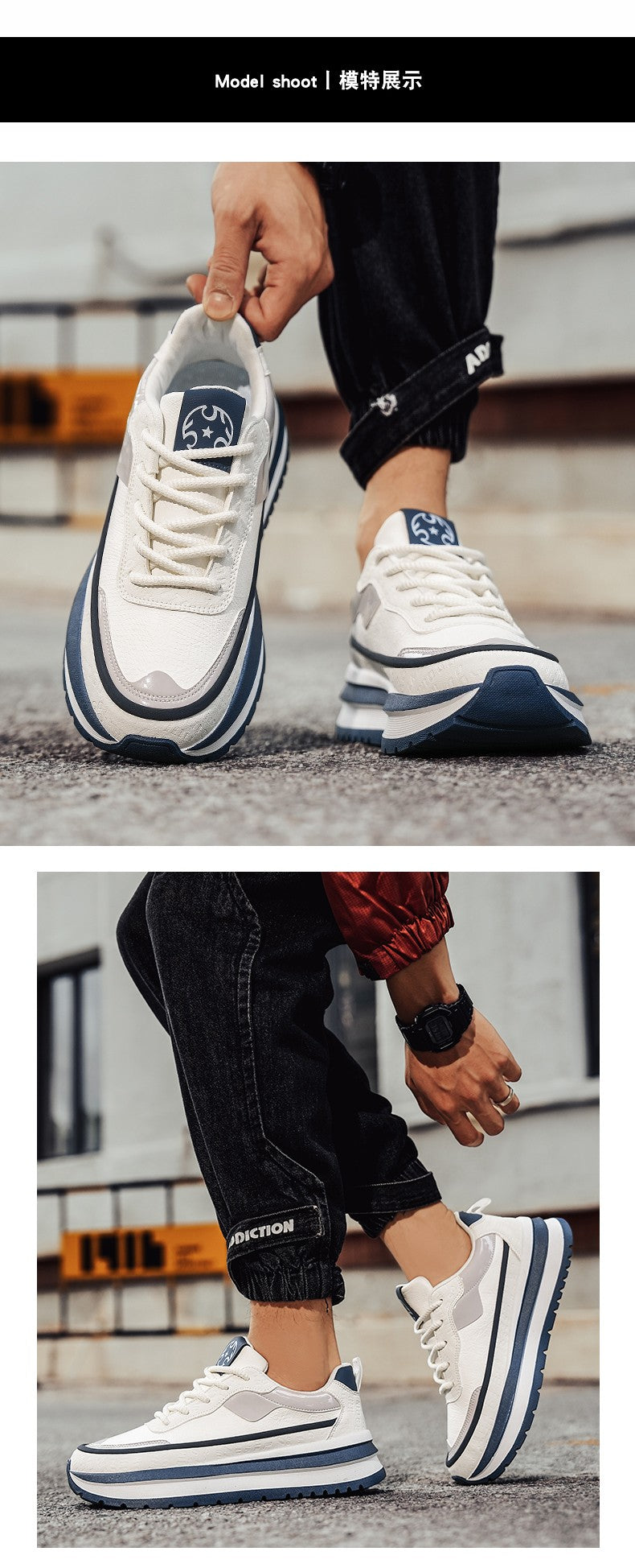 PARZIVAL Men Sneakers Casual Shoes Fashion Outdoor Sports Shoes Runner Tenis Trainer Leather Running Shoes Breathable Men Shoes