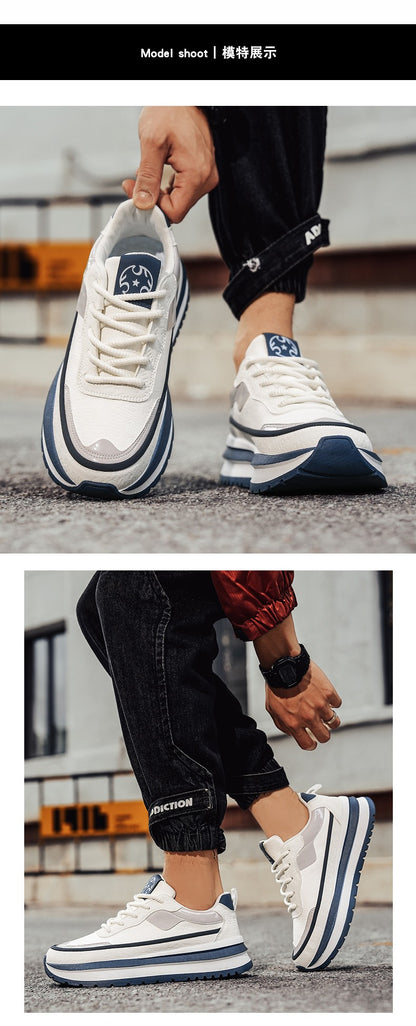 PARZIVAL Men Sneakers Casual Shoes Fashion Outdoor Sports Shoes Runner Tenis Trainer Leather Running Shoes Breathable Men Shoes