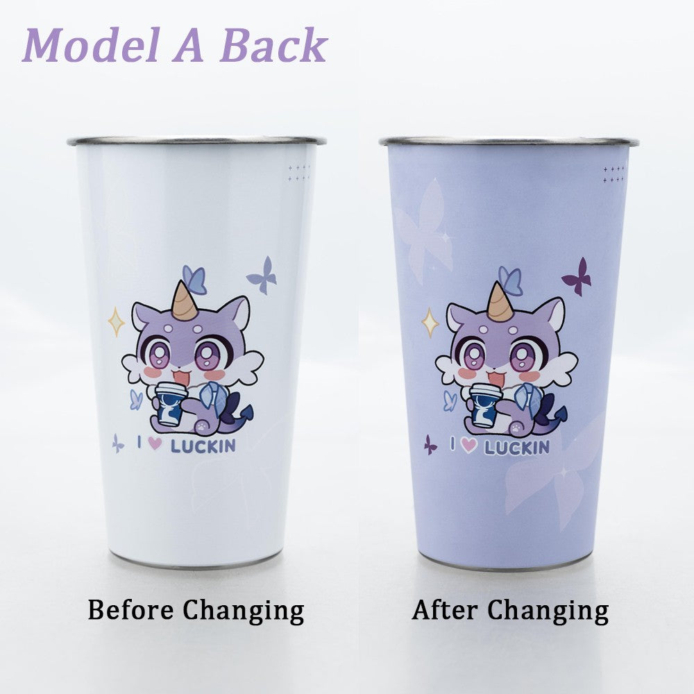 700ML Large Capacity Stainless Steel Cold Color Changing Cold Water Cup Drinking Cup With Straw Lid Collection Gift In Stock