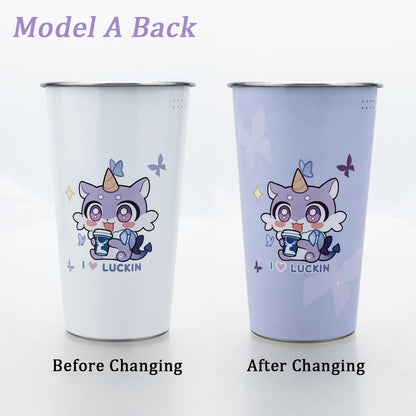 700ML Large Capacity Stainless Steel Cold Color Changing Cold Water Cup Drinking Cup With Straw Lid Collection Gift In Stock