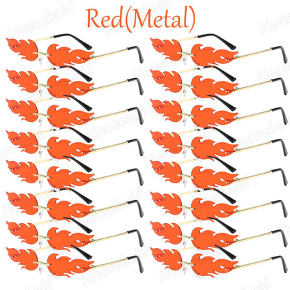 Fun Party Sunglasses Fire Flame Sunglasses Rimless Fire Sunglasses Halloween Candy Color Glasses for Christmas Favors
