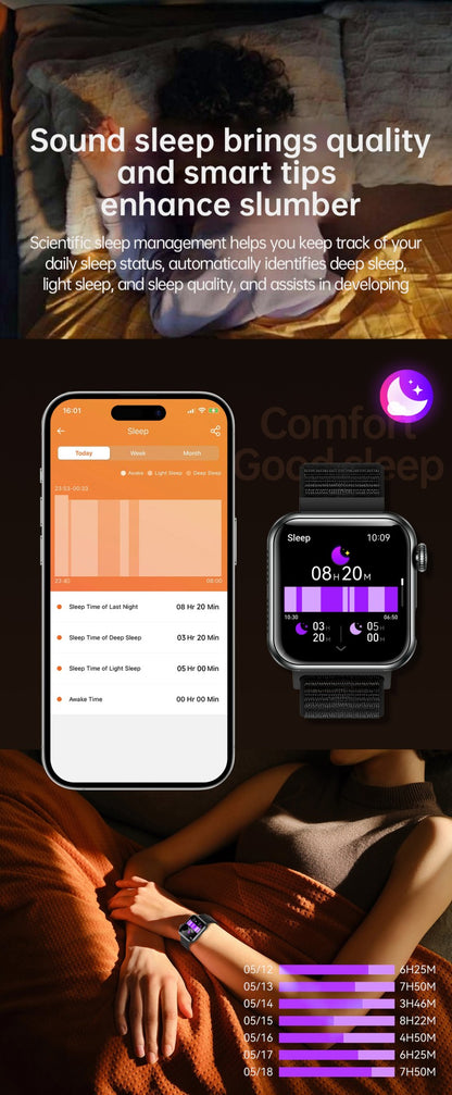 2025 Novo Smartwatch Feminino de LED com IA, Diagnóstico Inteligente, Monitor de Saúde HRV+PPG, Pressão Arterial, Oxigênio no Sangue, IP68, NFC?