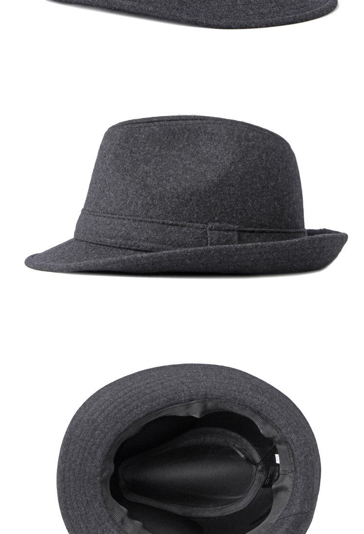 Gentleman Hat Men's British Style Retro Simple Pure Color Wool Top Hat Men's Casual Jazz Hat