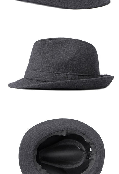Gentleman Hat Men's British Style Retro Simple Pure Color Wool Top Hat Men's Casual Jazz Hat