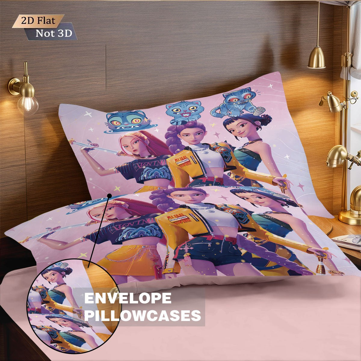 3pcsK-Pop Demon Hunters Printed Chipless Bedding, Multi Sized Bedding, Dormitory duvet Cover, Soft Machine Washable Decoration