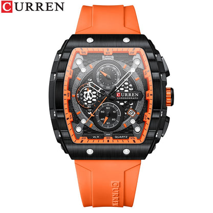CURREN Fashion men watch brand unique square design luxury quartz sports tape watches men waterproof