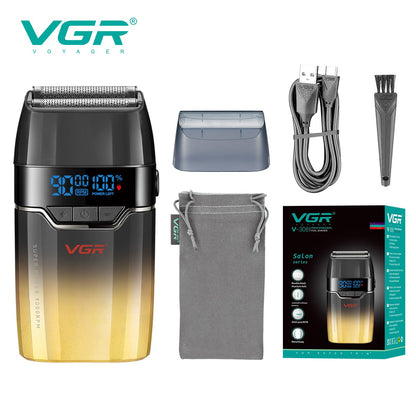 VGR Face Shaver 9000 RPM Foil Shaver LED Electric Shaver Professional Beard Trimmer Reciprocating Shaving Machine for Men V-308