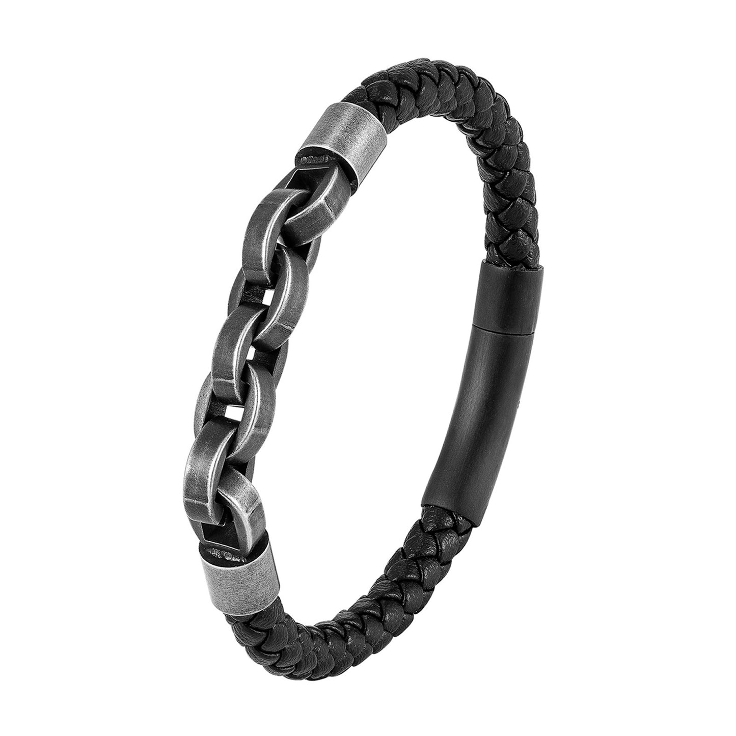 Pulseira de Couro Masculina, Formato Infinito, Padrão Popular, Joias de Aço Inoxidável, Acessórios, Presente