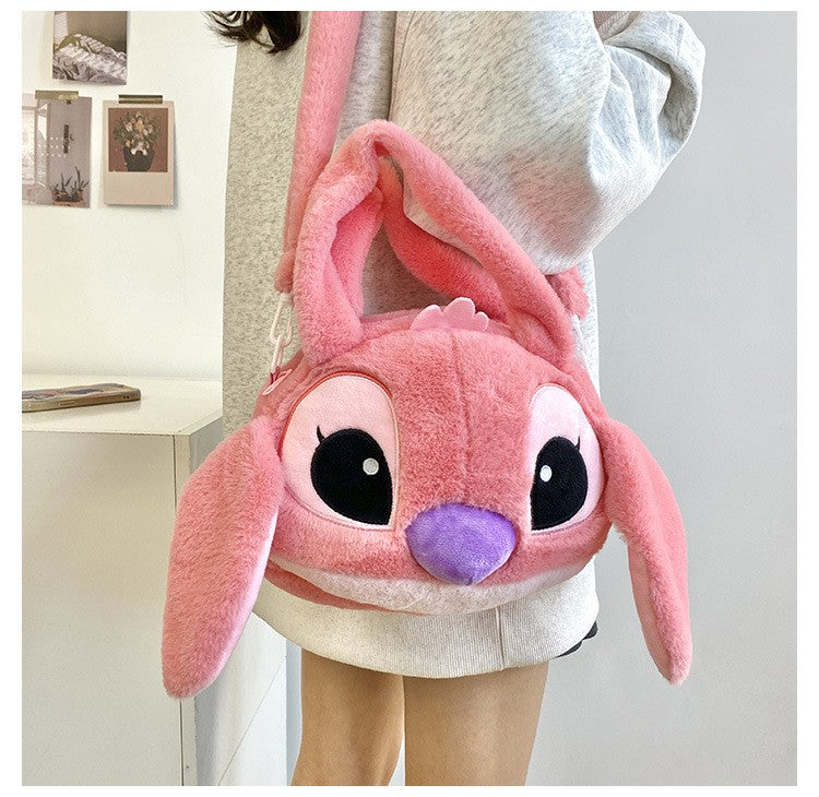 Kawaii Disney Stitch Bag Plush Backpack Bagpack Double Shoulder Crossbody Bag Storage Pouch Plushie Anime Toy Gift for Girls
