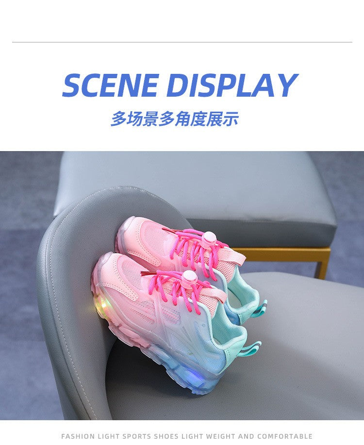 Summer Kid Sneakers New Fashion Light Up Boy Shoe Breathable Versatile Anti Slip Simple Sports Shoes Daily Classic Girl Shoes