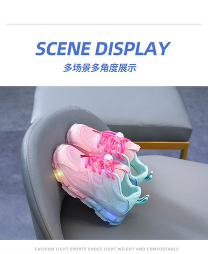 Summer Kid Sneakers New Fashion Light Up Boy Shoe Breathable Versatile Anti Slip Simple Sports Shoes Daily Classic Girl Shoes