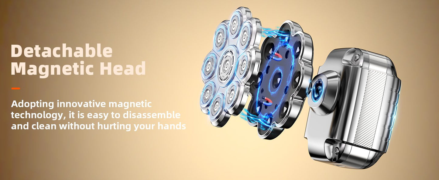 9D Head Shavers for Bald Men 5 in 1 Detachable Head Razor IPX7 Waterproof Wet Dry Rechargeable Electric Shavers for Men