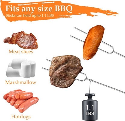 LMETJMA 8 pcs Barbecue Skewers Extendable Marshmallow Roasting Sticks Stainless Steel BBQ Telescoping Smores Skewers KC0467