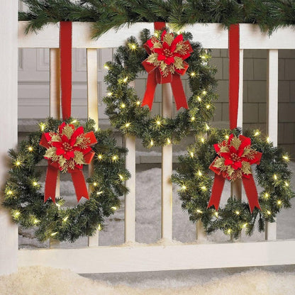 10PCS Glitter Artificial Christmas Flowers for Xmas Tree Ornament Fake Flower Floral with Clips New Year Party Home Decoration