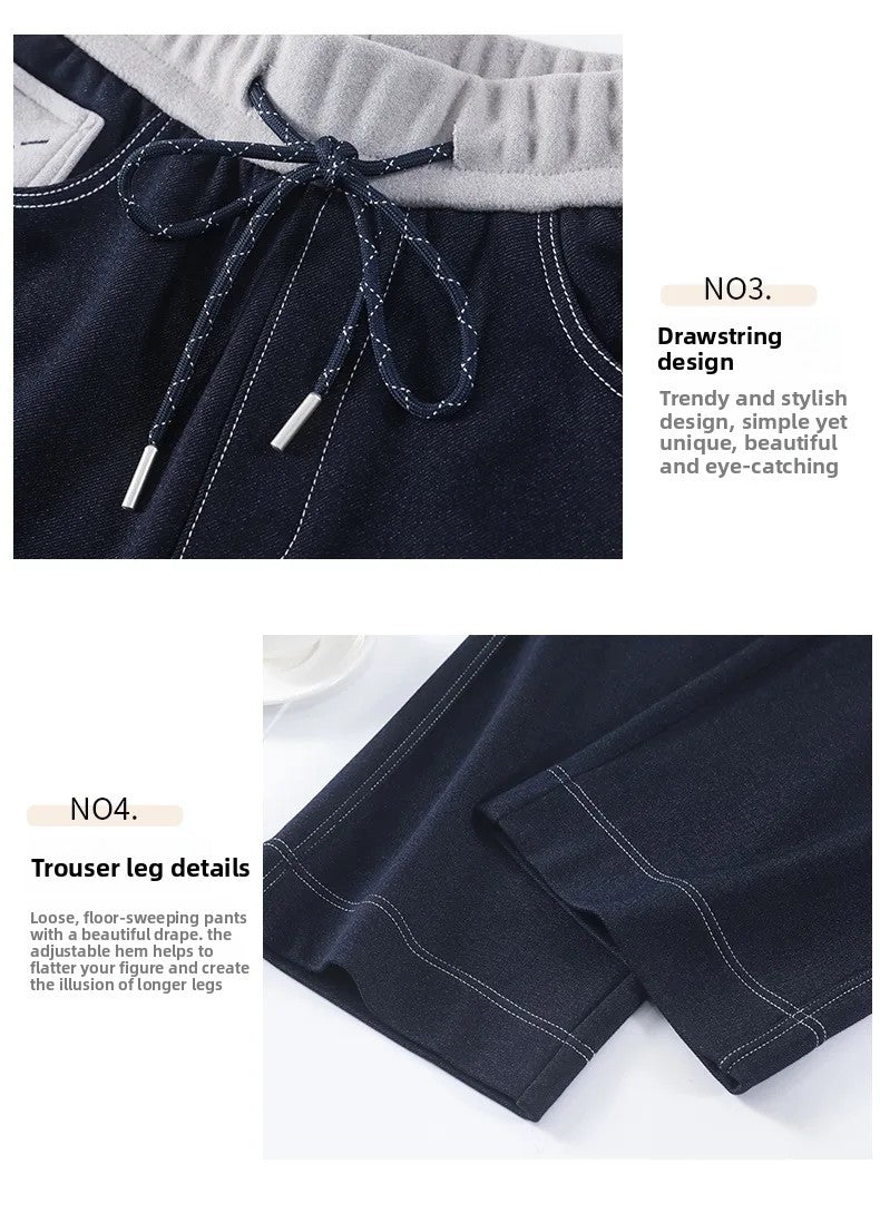 High Waist Straight Leg Jeans Loose Slimming Wide Leg Pants Fashionable Versatile Draping Lengthening Leg Appearances Floor-Leng