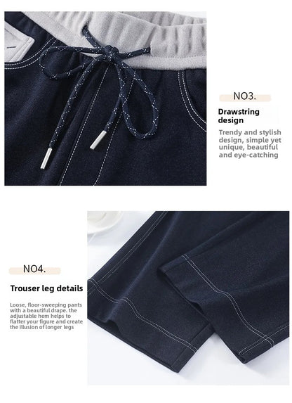 High Waist Straight Leg Jeans Loose Slimming Wide Leg Pants Fashionable Versatile Draping Lengthening Leg Appearances Floor-Leng