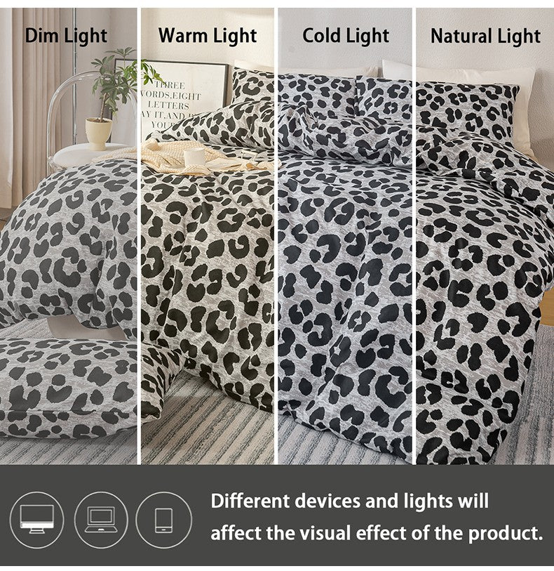 3pcs Leopard Print Duvet Cover Set, Soft Skin-Friendly Bedding Set Includes 1 Duvet Cover And 2 Pillowcases